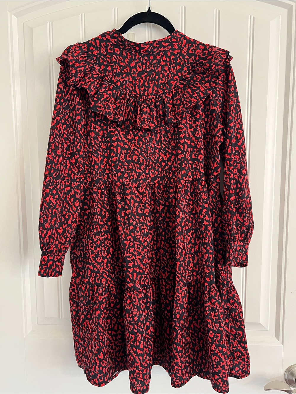 AIDEN Red & Black Leopard Print Ruffle Mini‎ Dress | Size Small